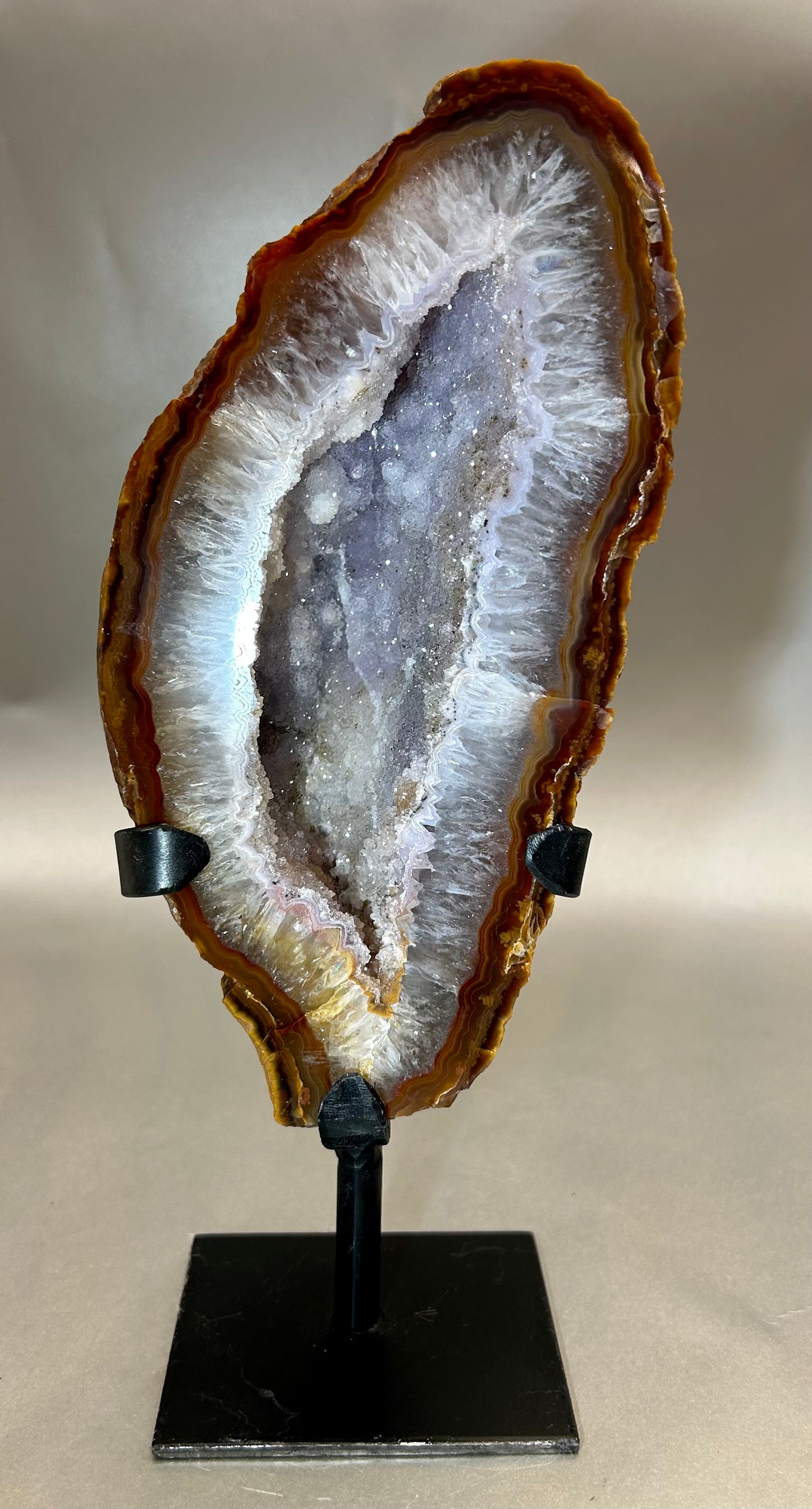 Druzy Agate on Metal Stand