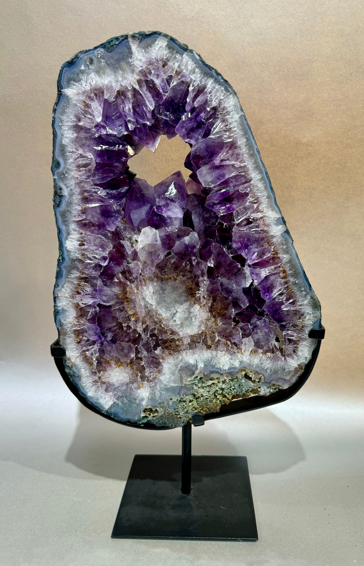 Large Amethyst Geode Ring on stand