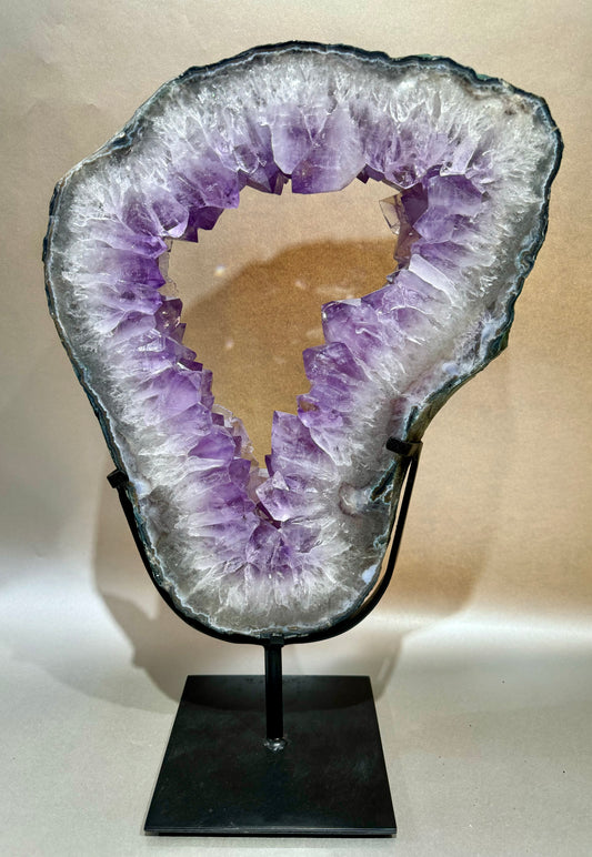 Large Amethyst Geode Ring on stand