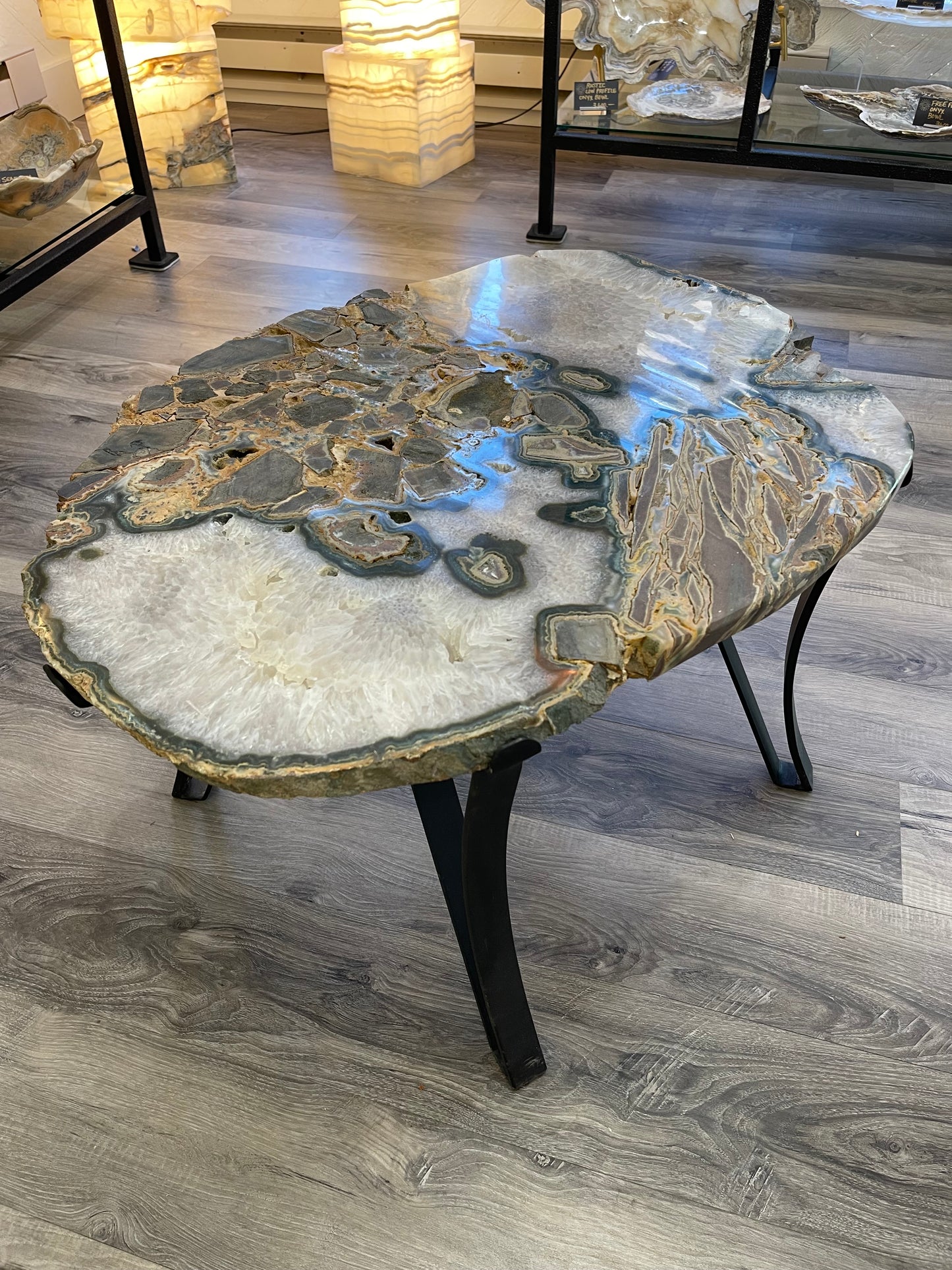 Green Jasper Agate Side Table