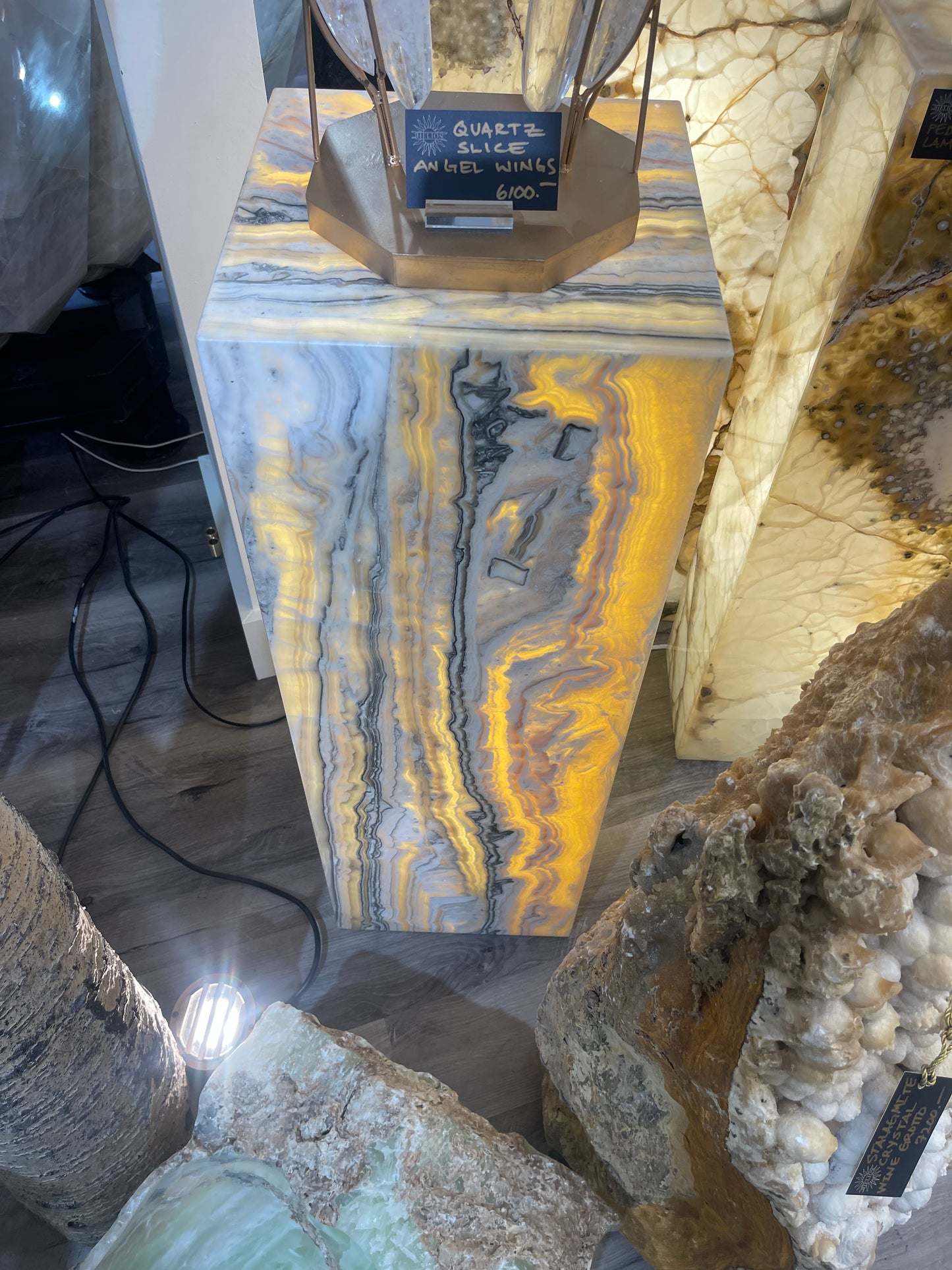 Large Zebra Onyx Pillar Lamp