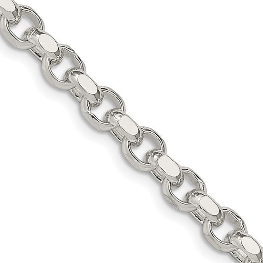 Sterling Silver 4mm Diamond-cut Rolo Chain 24 inch