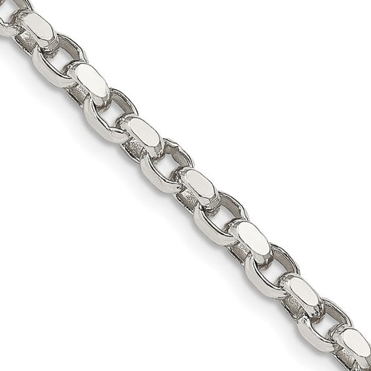 Sterling Silver 3.5mm Diamond-cut Rolo Chain 22 inch