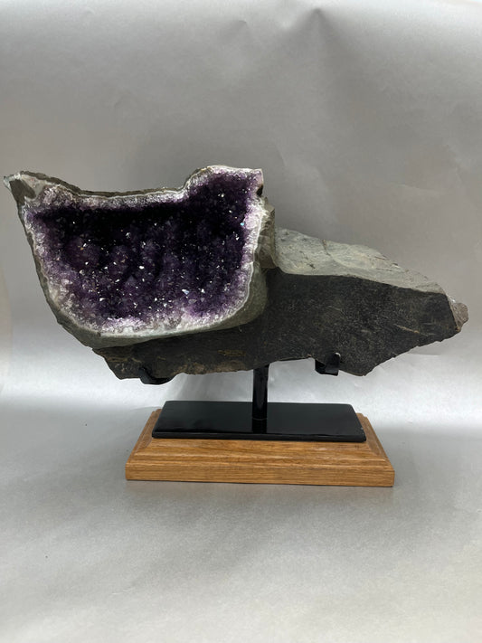 Large Amethyst Geode on Wooden Base