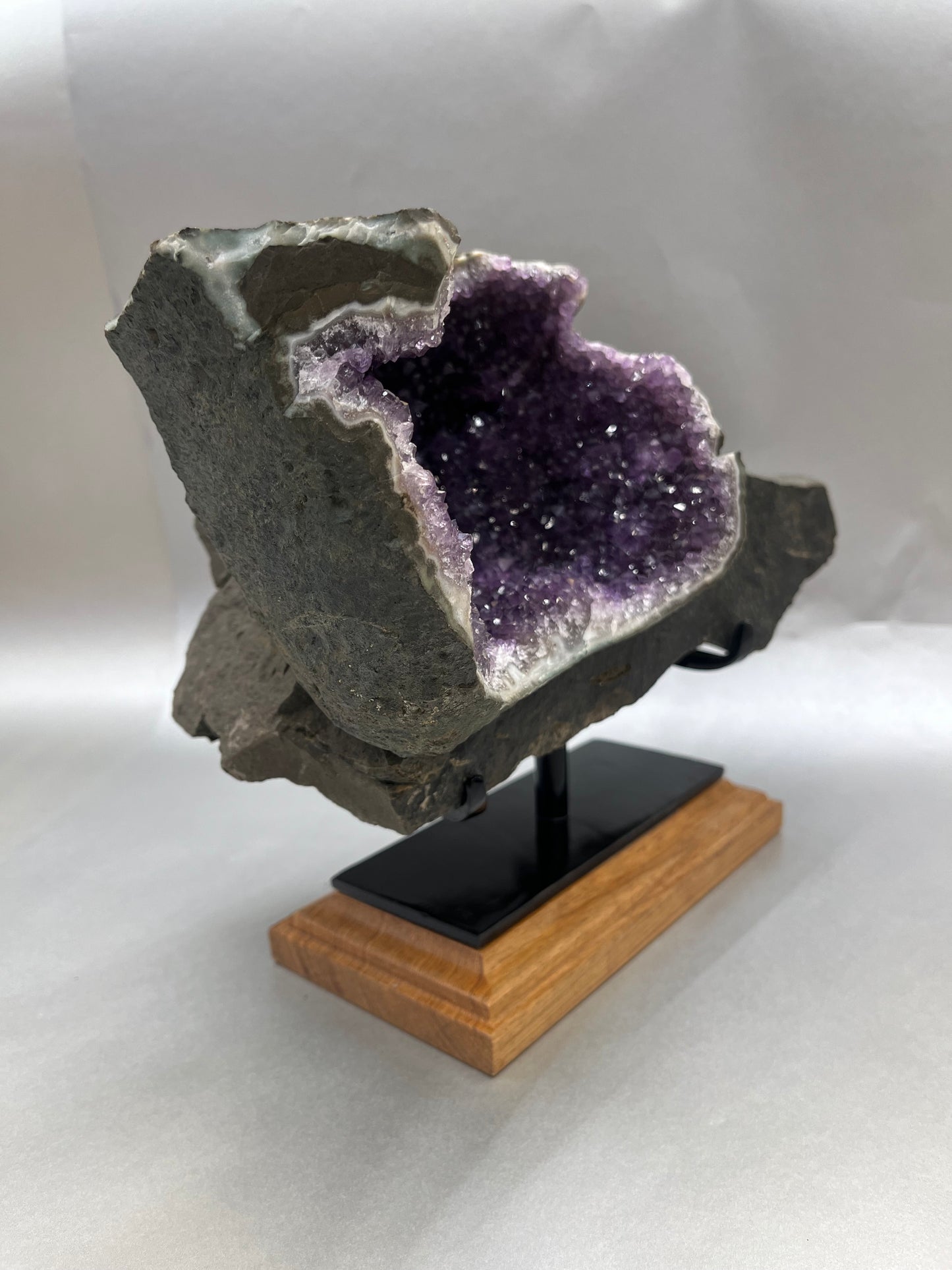 Large Amethyst Geode on Wooden Base