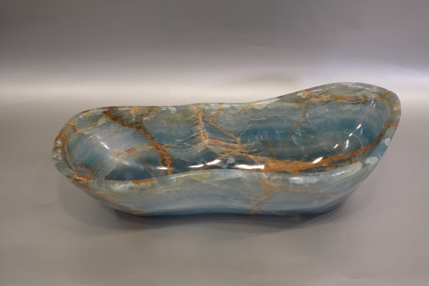 Oblong Freeform Blue Onyx Bowl