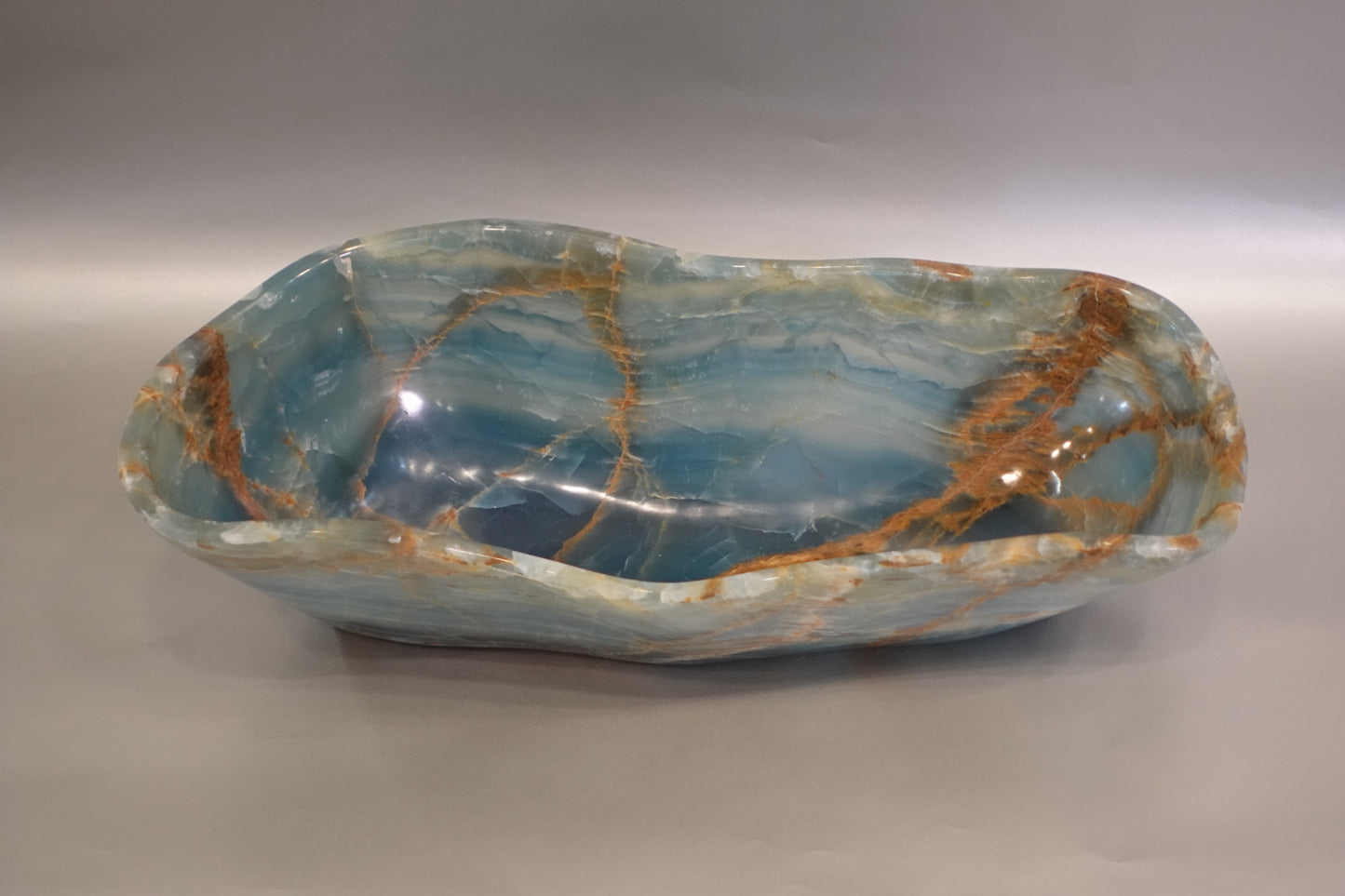 Oblong Freeform Blue Onyx Bowl