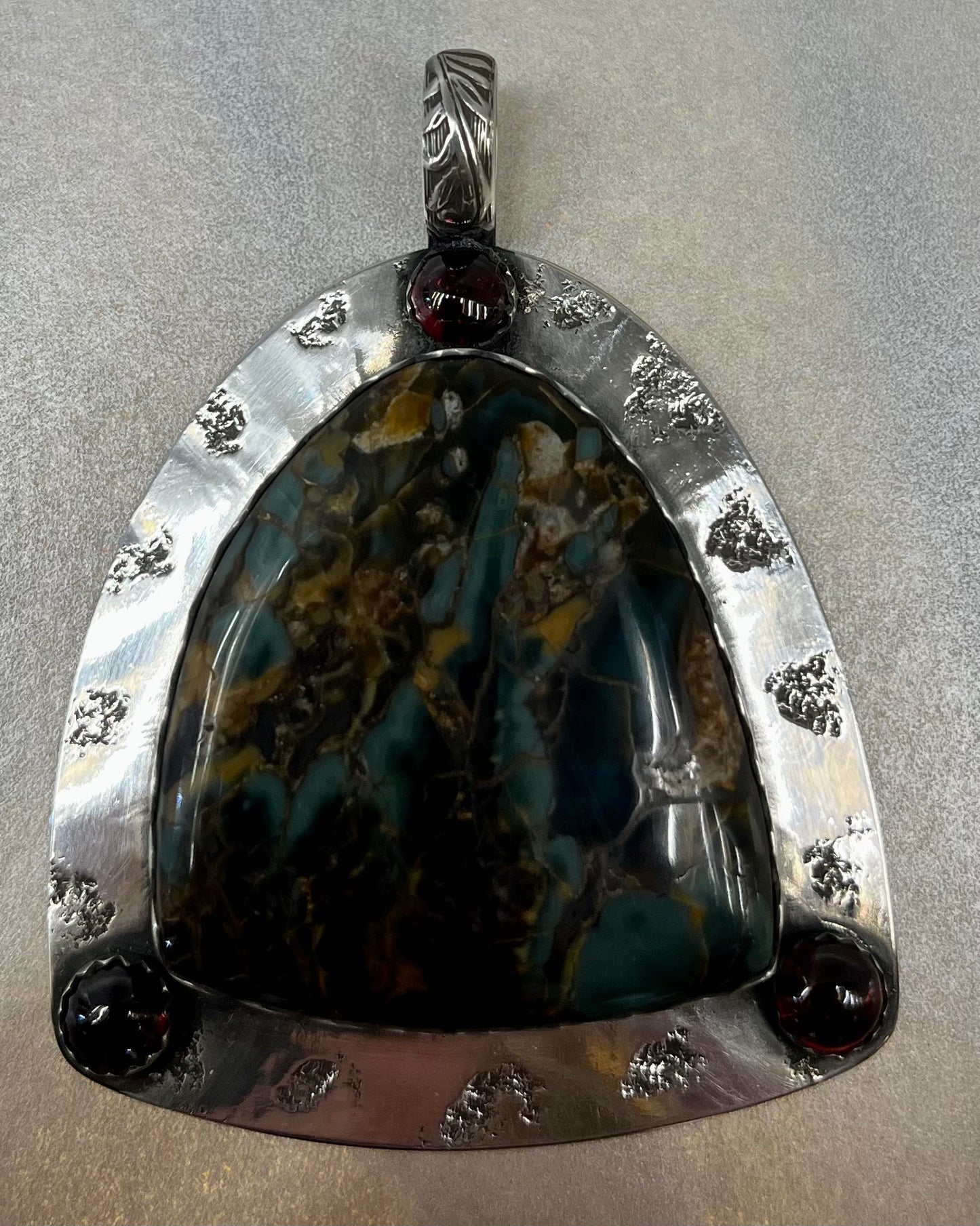 Midnight Dancing Blues Plume Agate Pendant