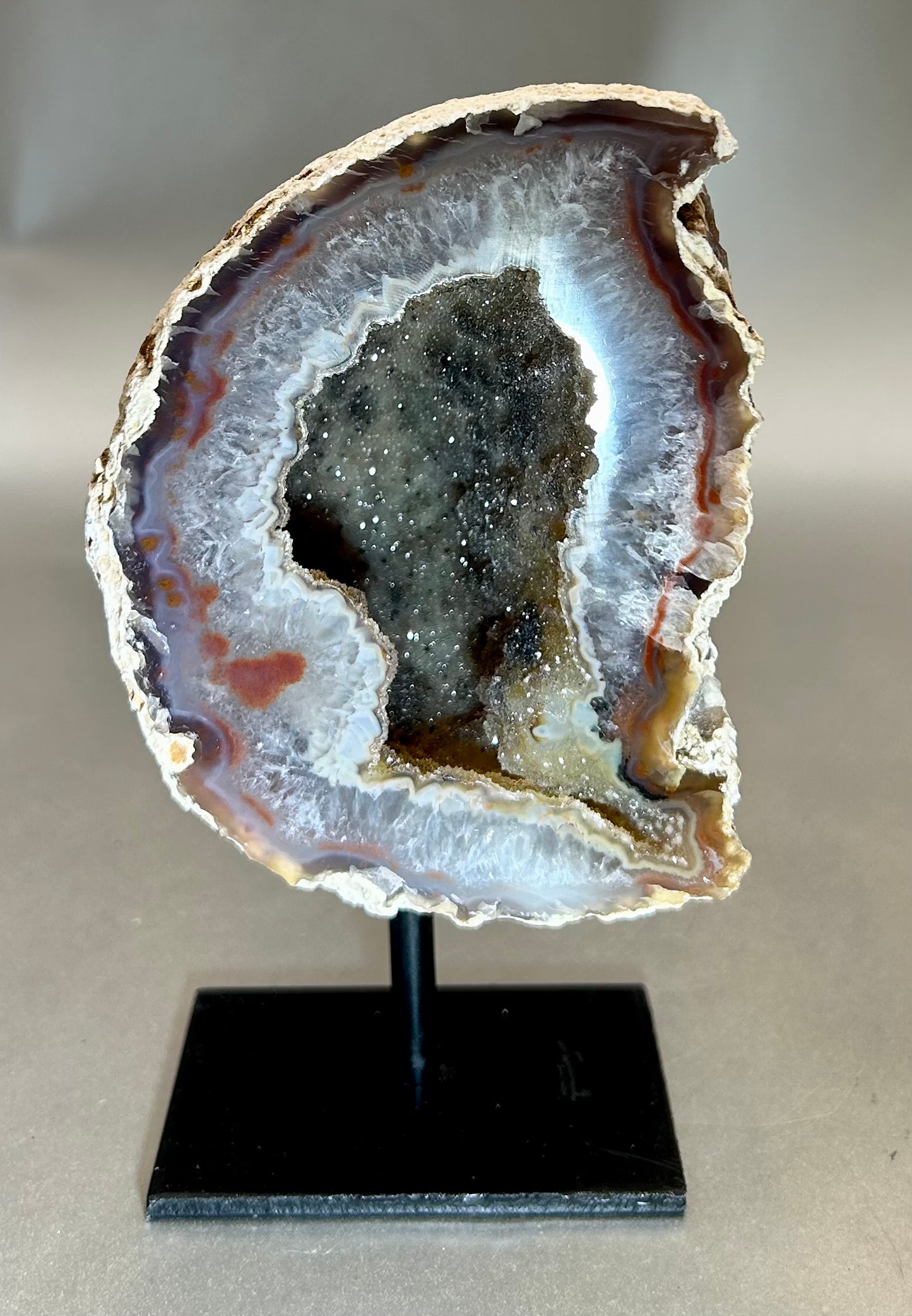 Druzy Agate on Metal Stand