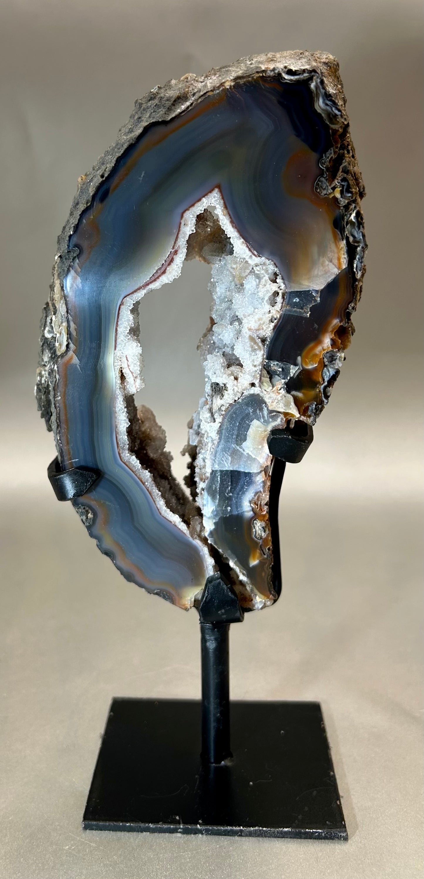 Druzy Agate on Metal Stand