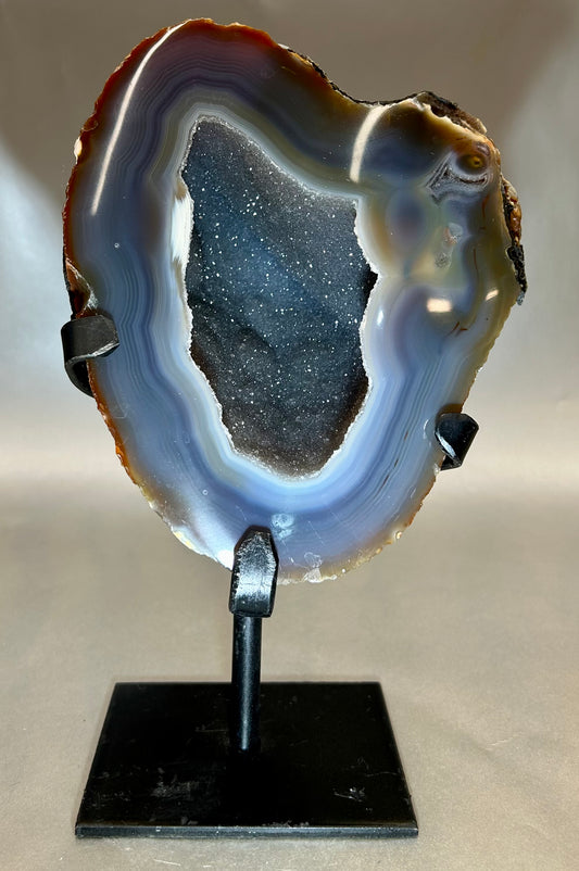 Druzy Agate on Metal Stand