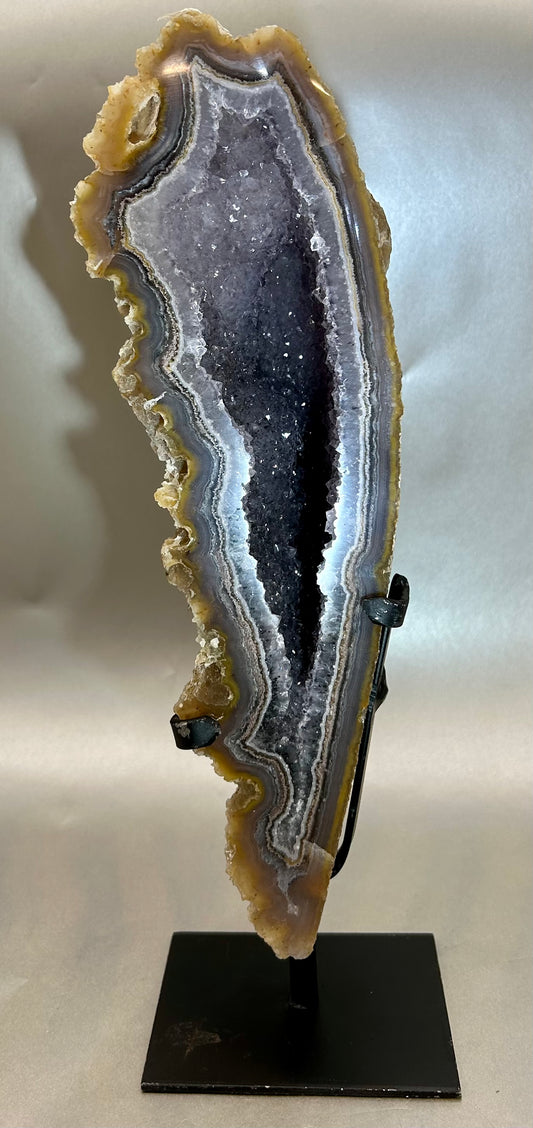 Druzy Agate on Metal Stand