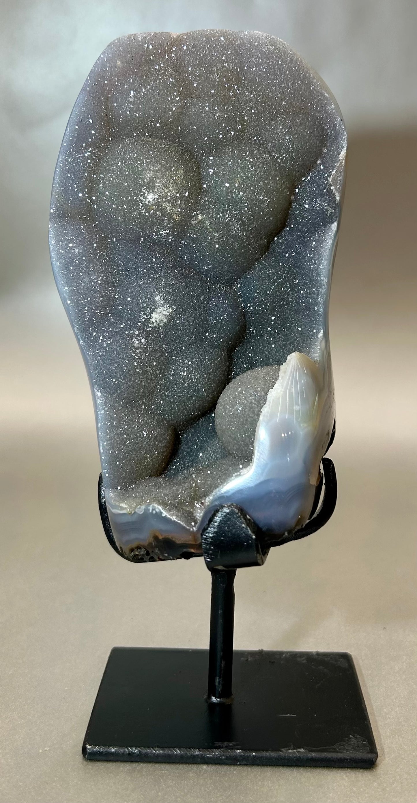 Druzy Agate on Metal Stand