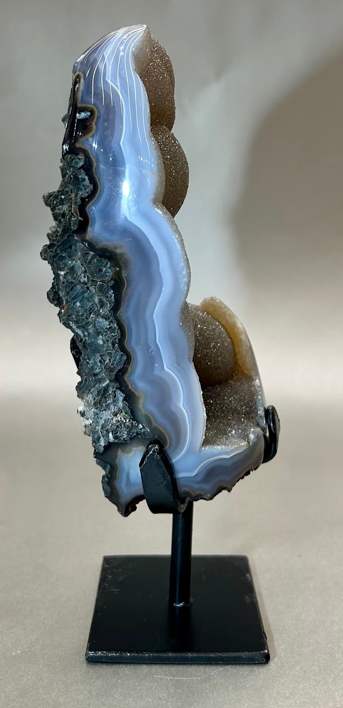 Druzy Agate on Metal Stand