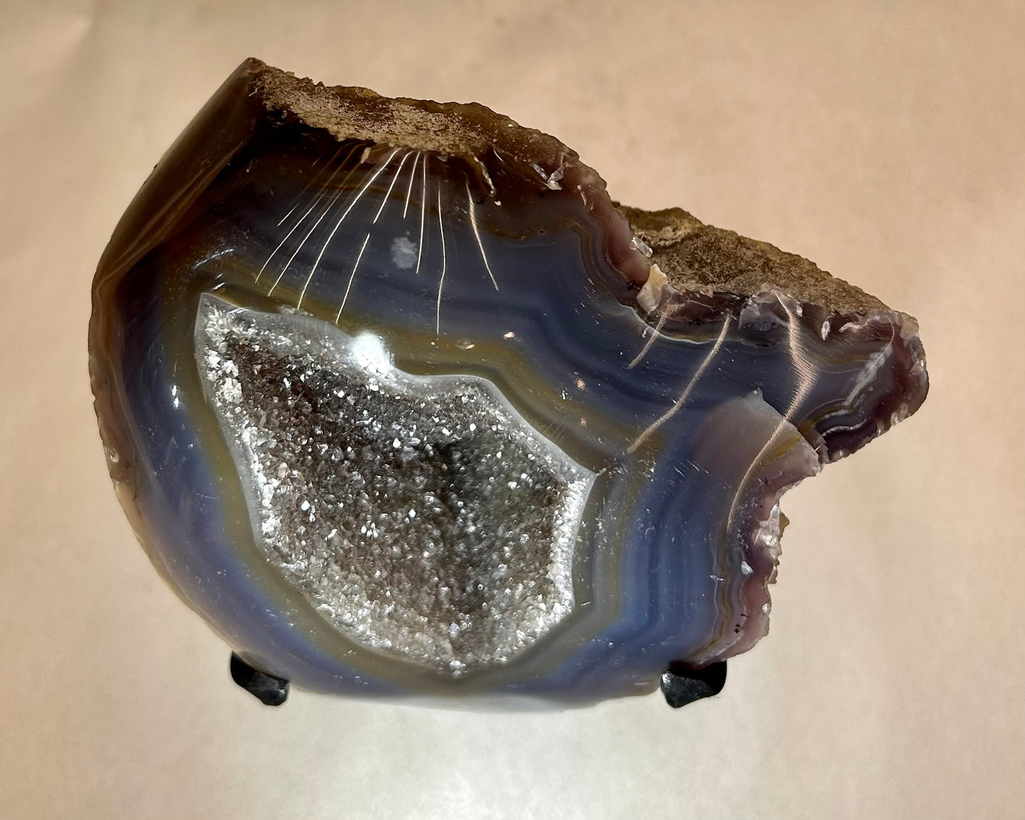 Druzy Agate on Metal Stand