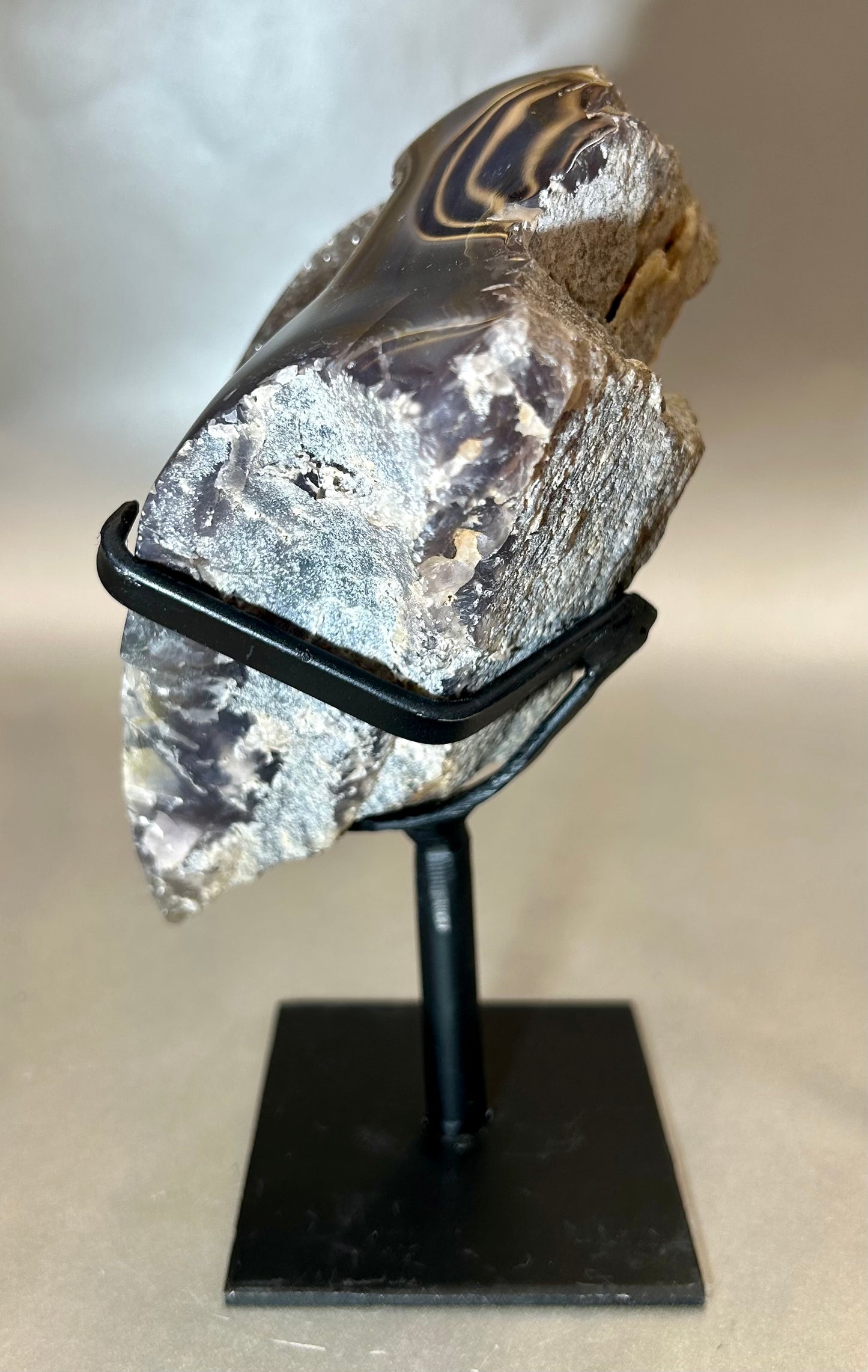 Druzy Agate on Metal Stand