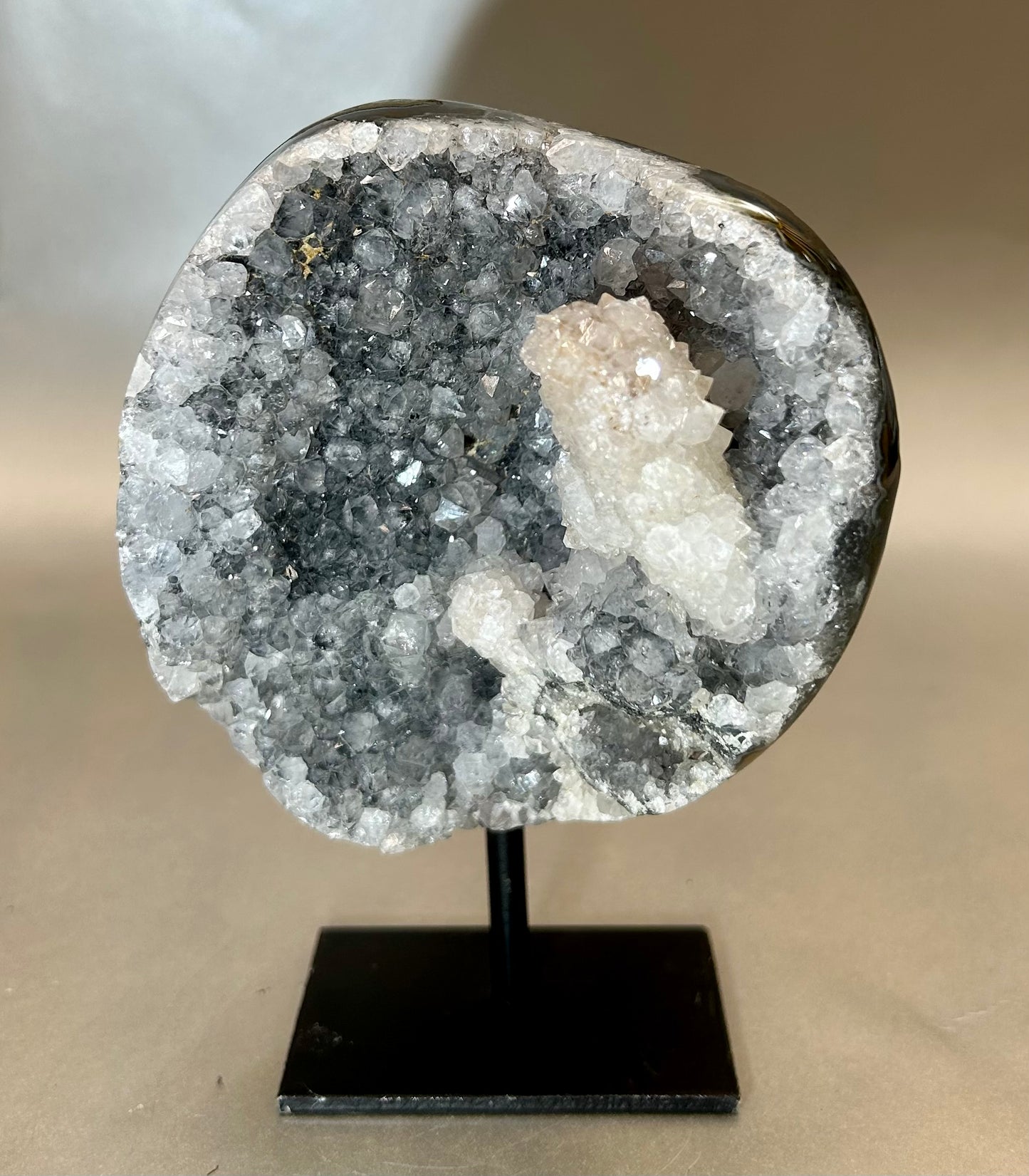 Druzy Agate on Metal Stand