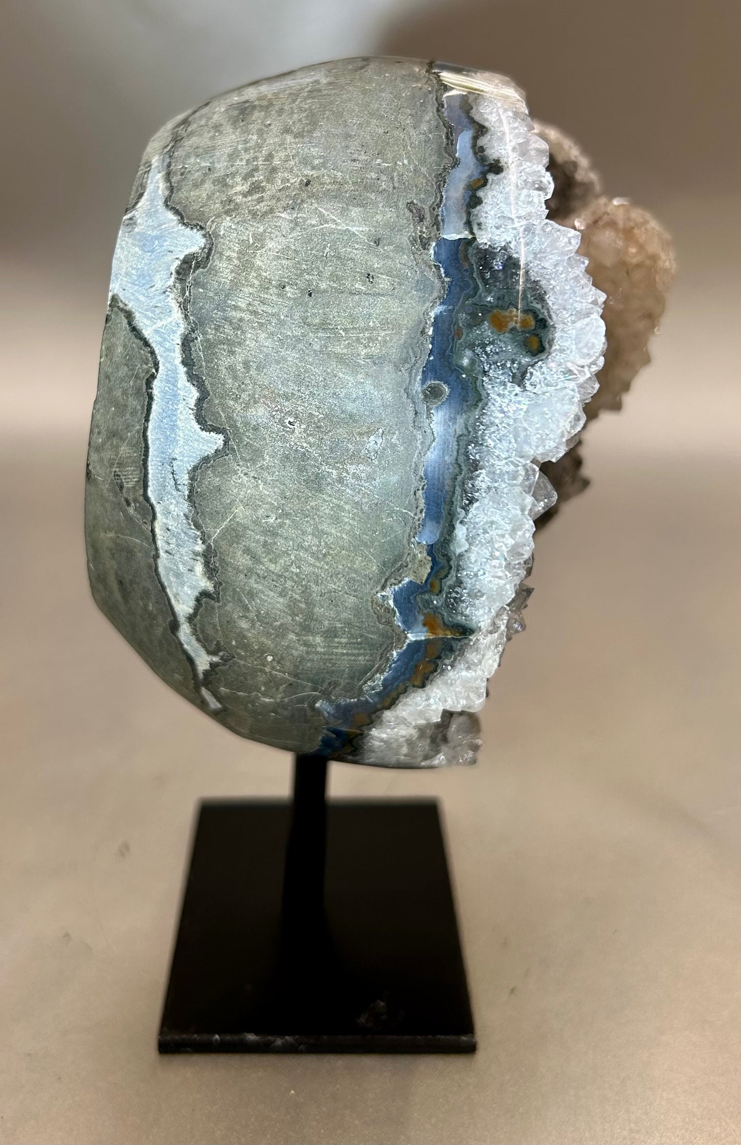 Druzy Agate on Metal Stand