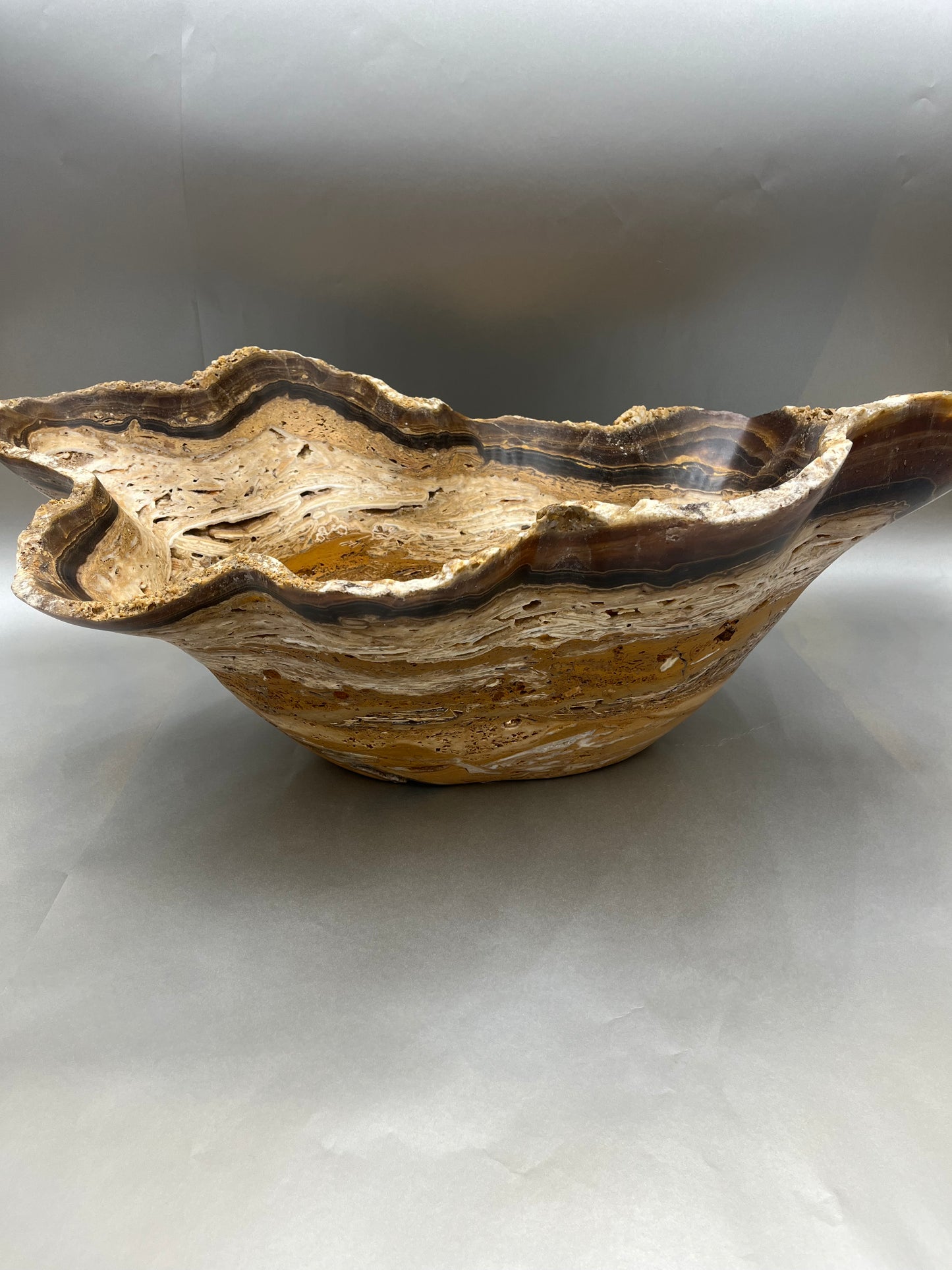 Carved Rootbeer Onyx Freeform Bowl