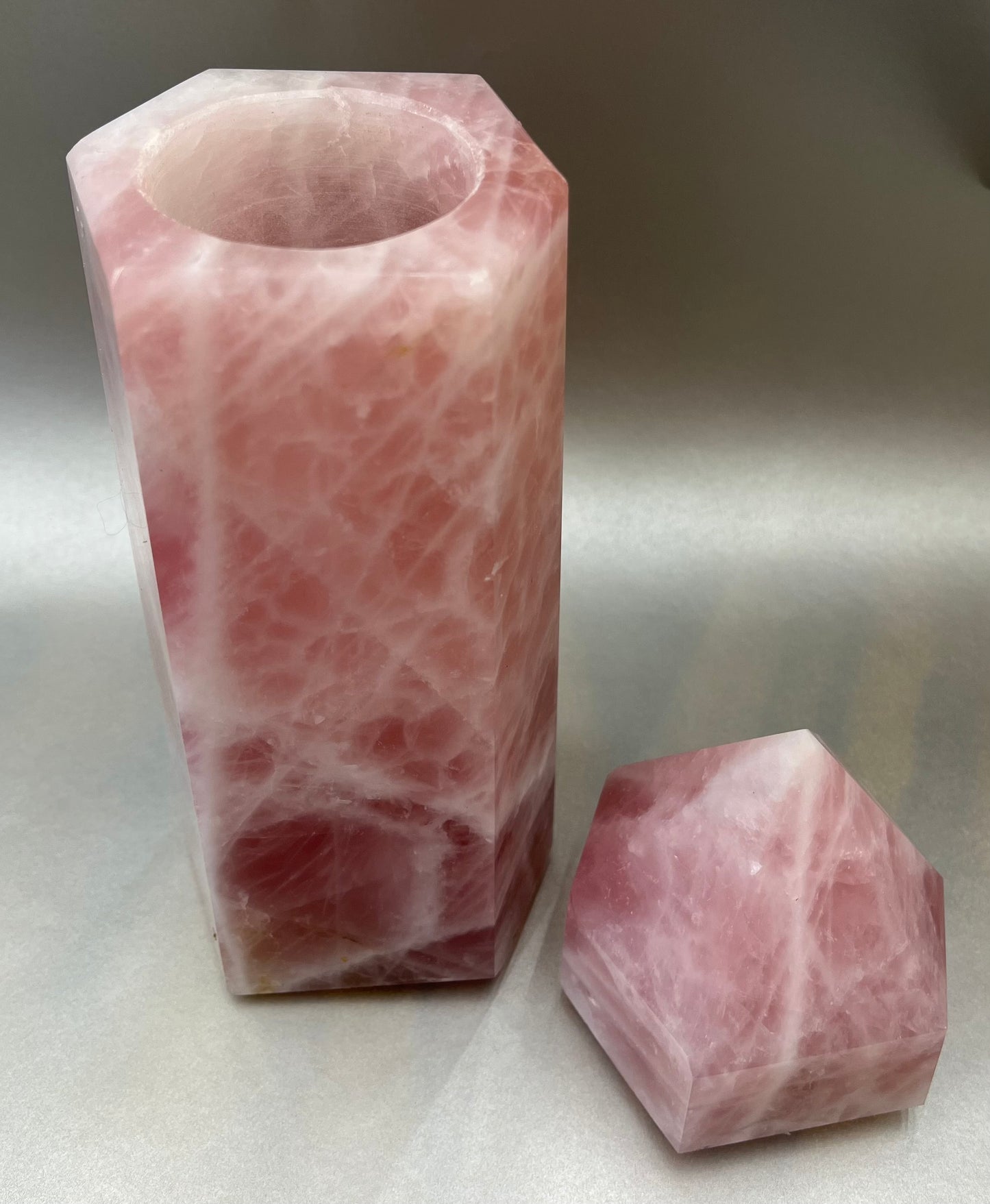 Rose Quartz Obelisk Container