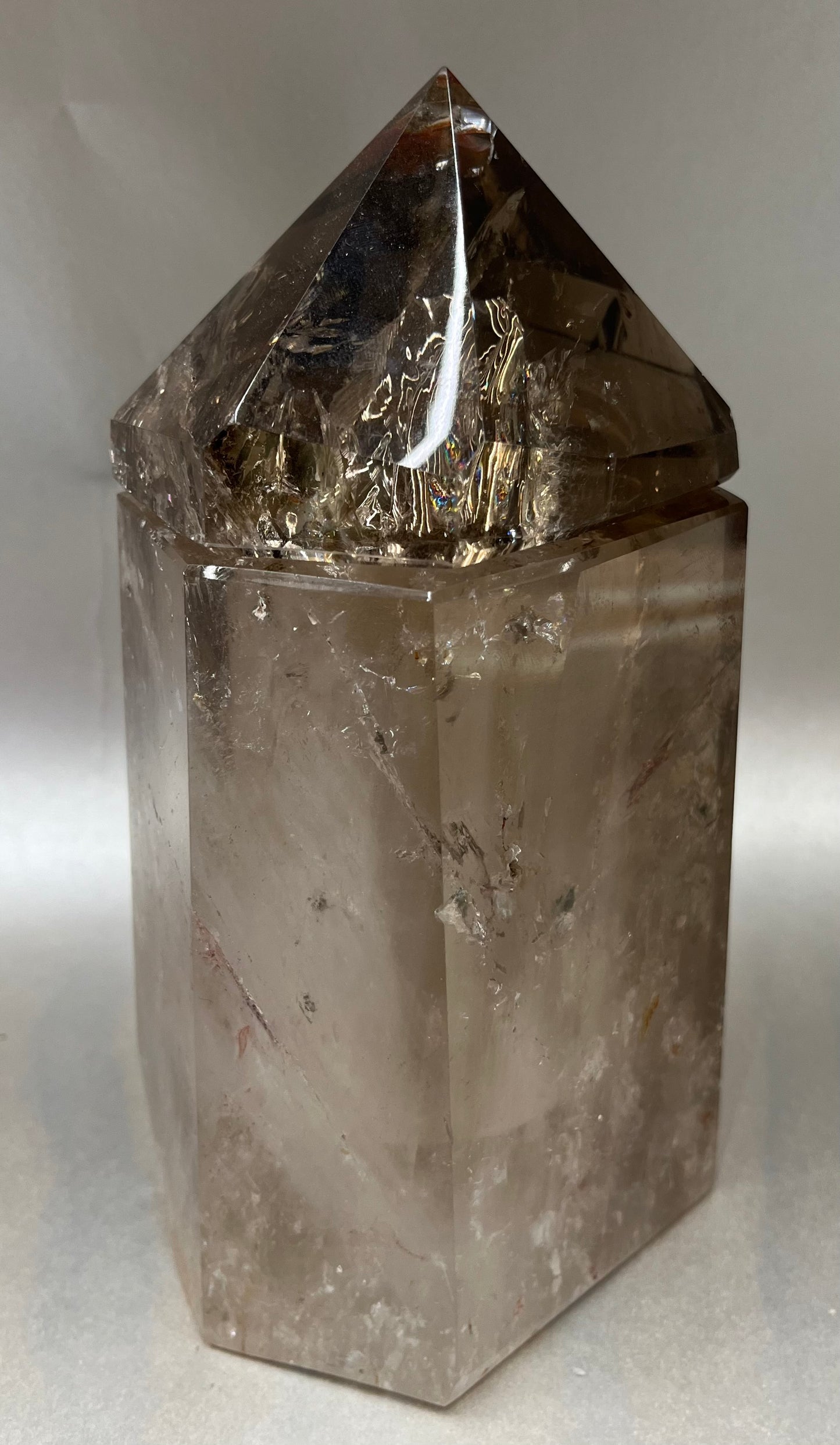 Quartz (Smokey) Obelisk Container